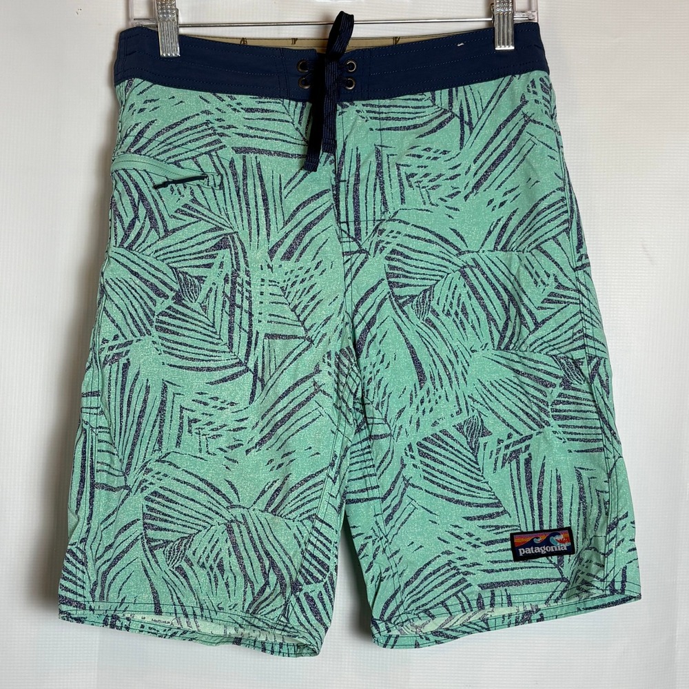 Patagonia‎ Mens Stretch Planing Board Shorts 29 Green Palm Leaf Beach Vacation